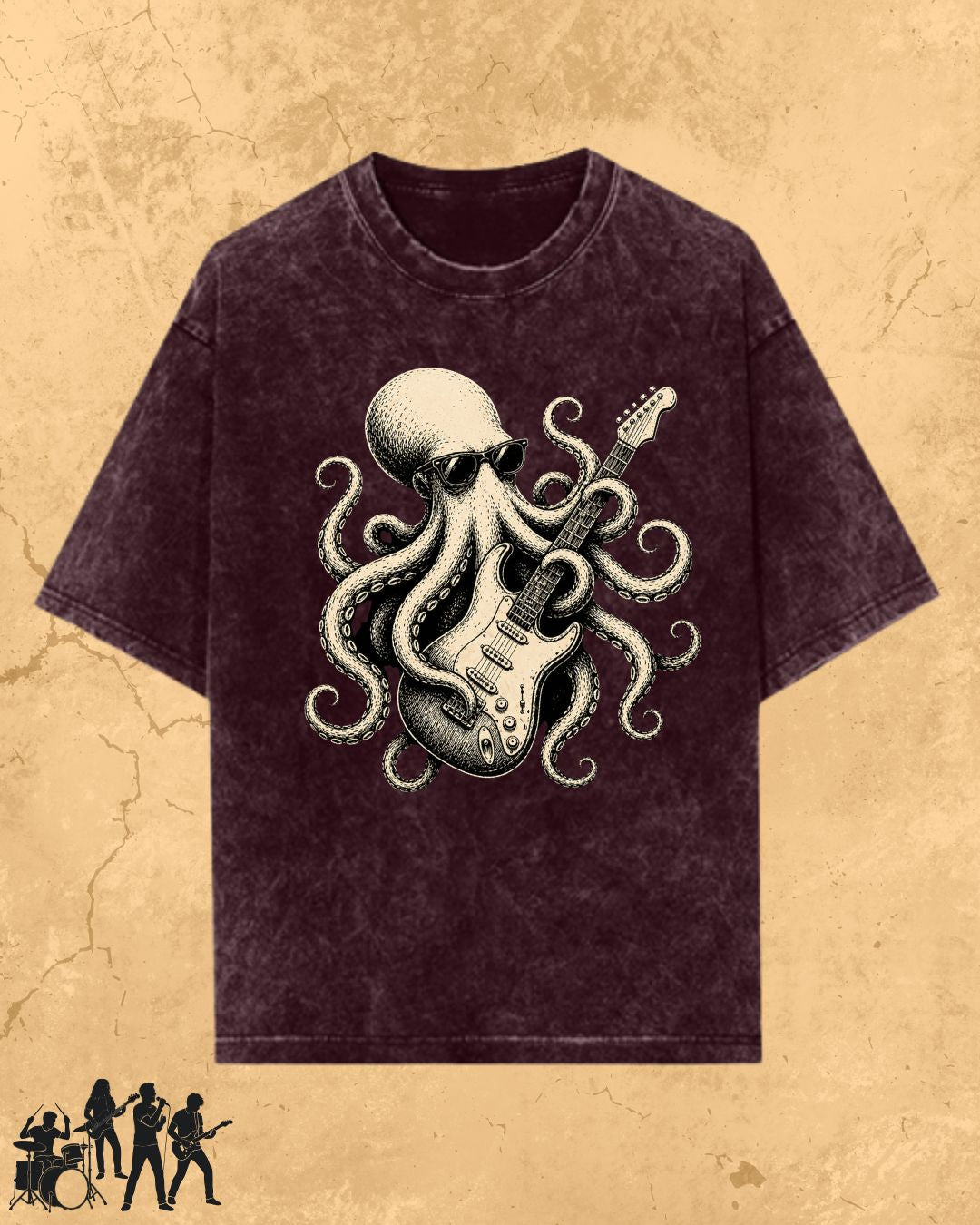 Octopus Guitar Rock Cotton Tshirt