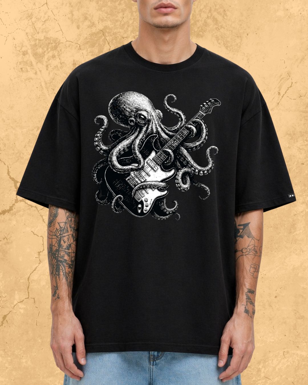 Octopus Guitar Rock Cotton Tshirt