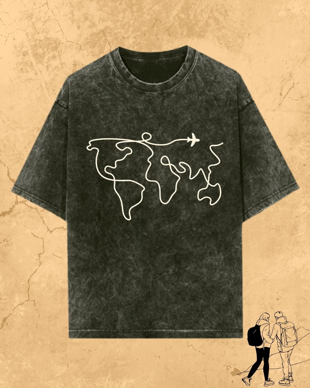 Minimalist Wanderline Travel Cotton Tshirt