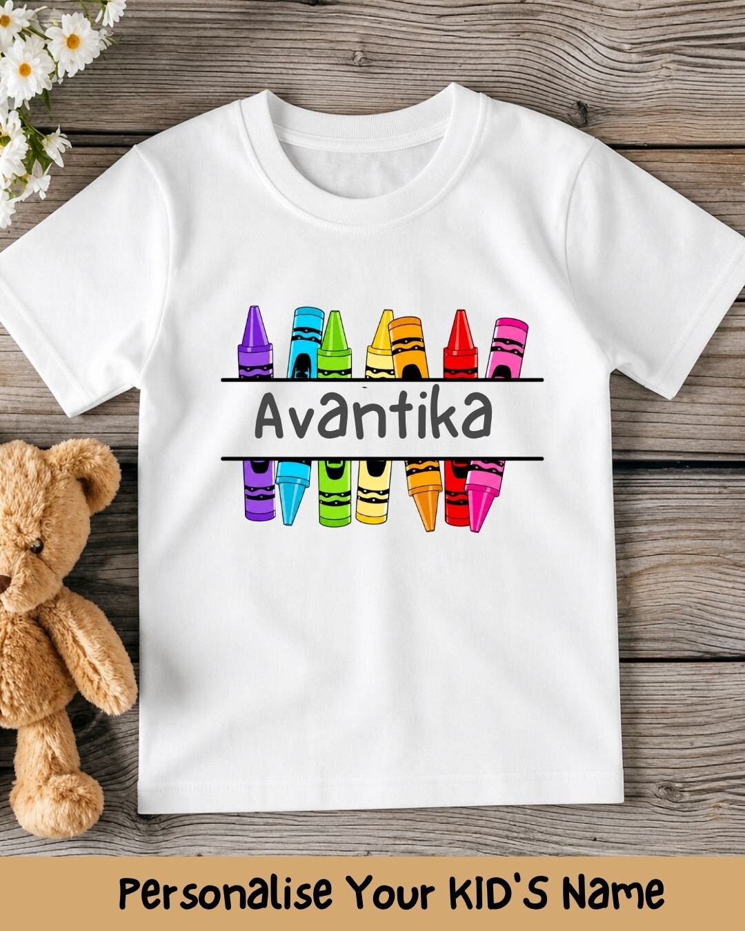 Colorful Crayon Custom Kid Cotton Tee