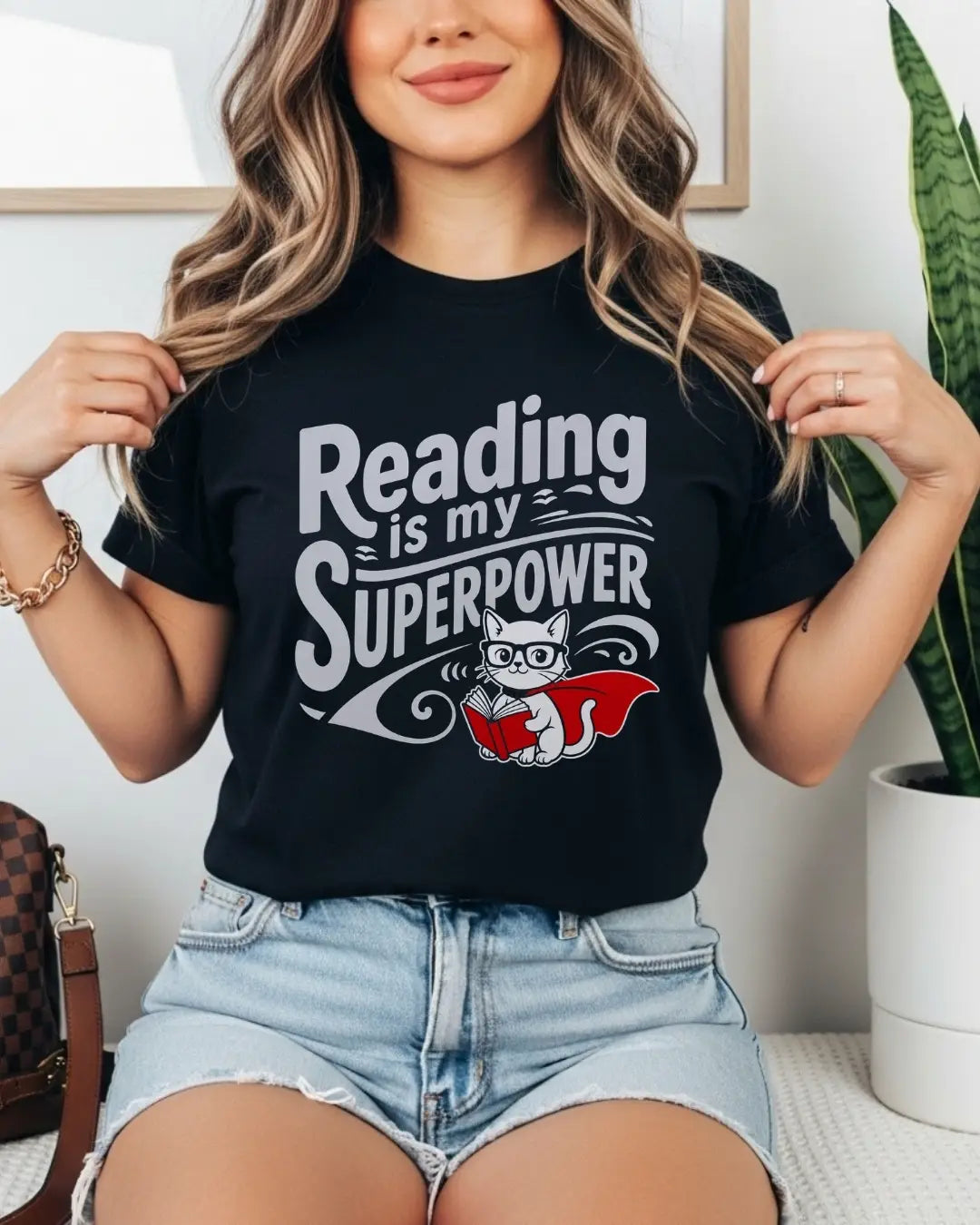 Purrfect Reader Cotton Tshirt