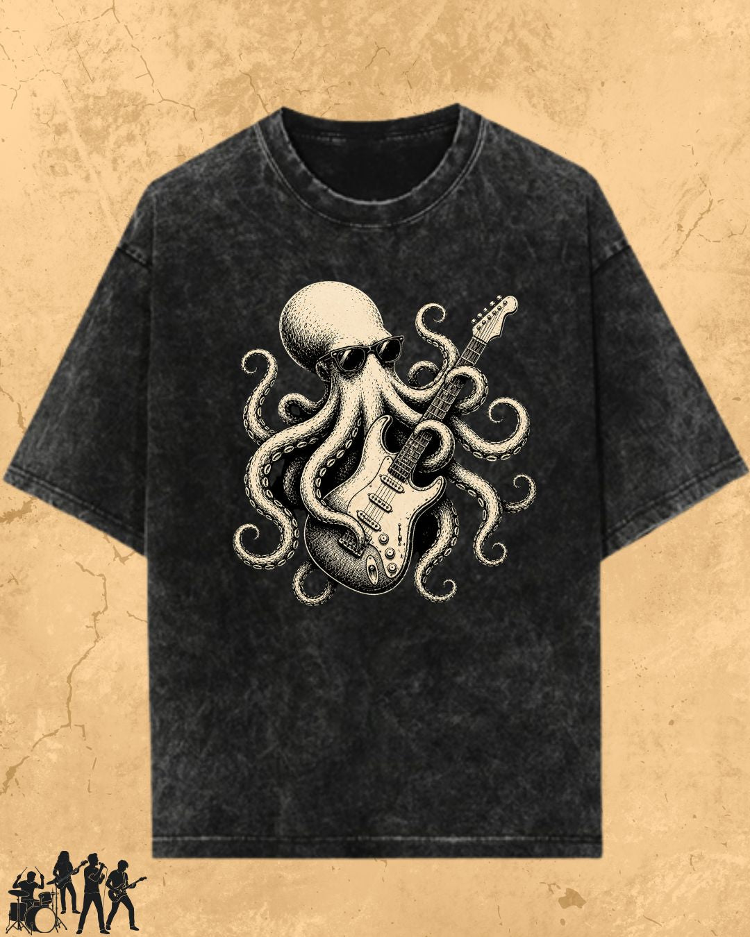 Octopus Guitar Rock Cotton Tshirt