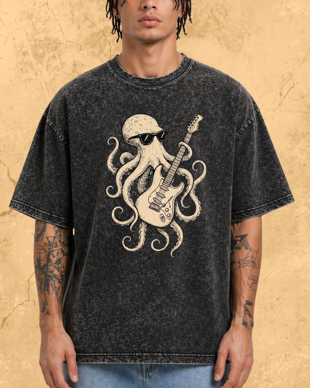 Octopus Guitar Rock Cotton Tshirt