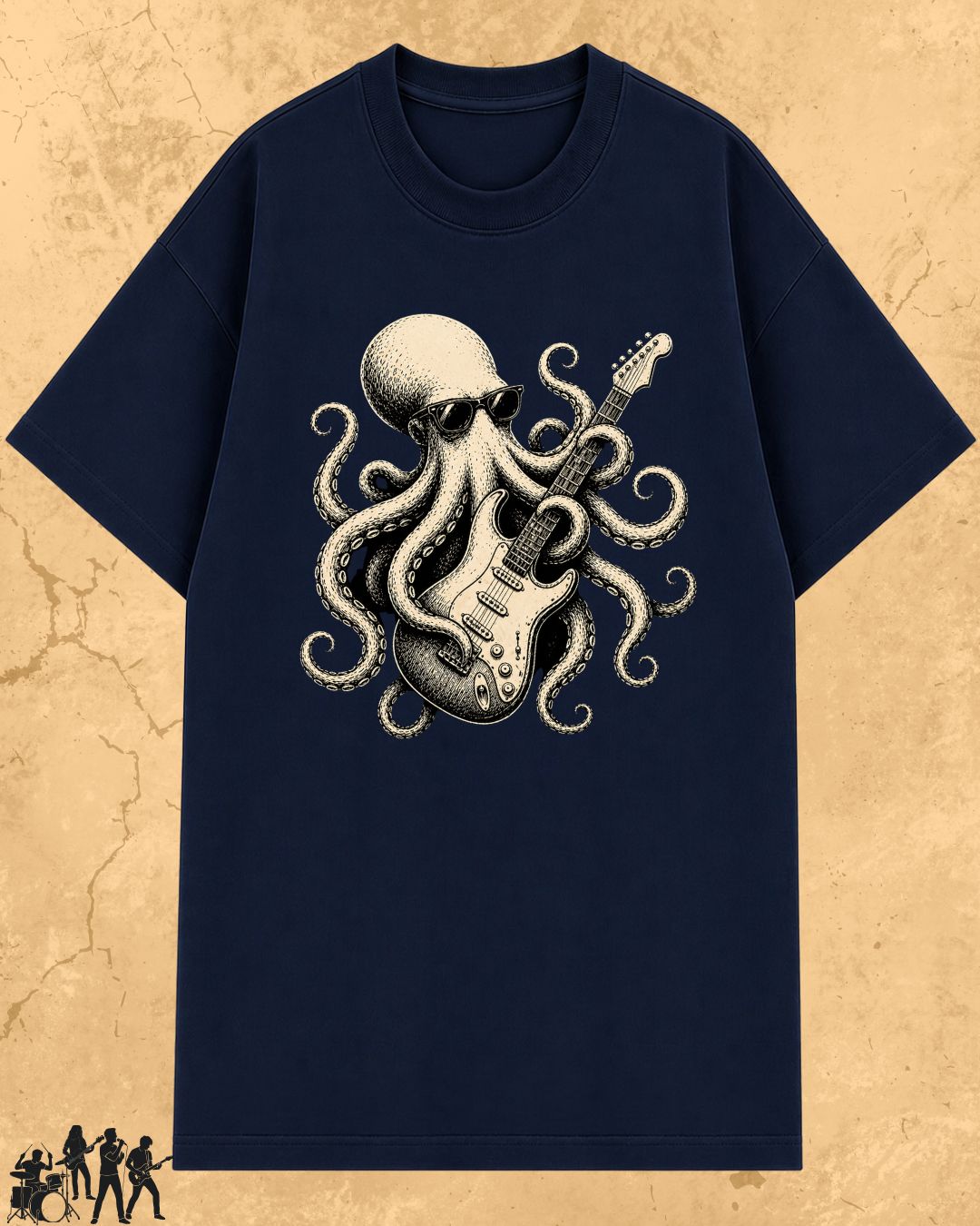 Octopus Guitar Rock Cotton Tshirt