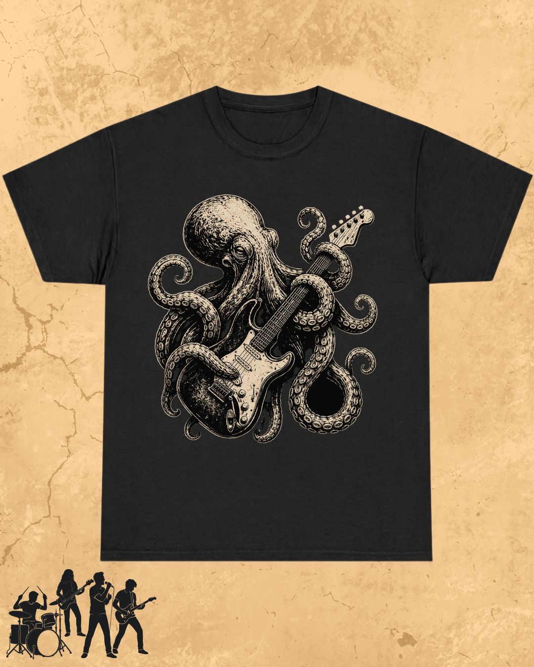 Octopus Guitar Rock Cotton Tshirt