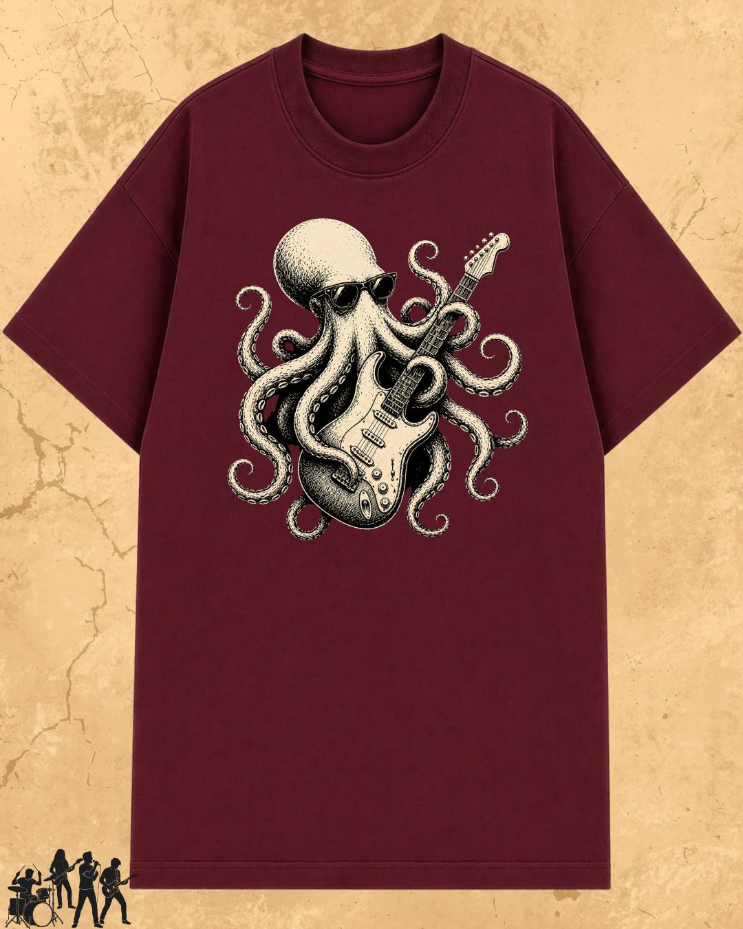 Octopus Guitar Rock Cotton Tshirt