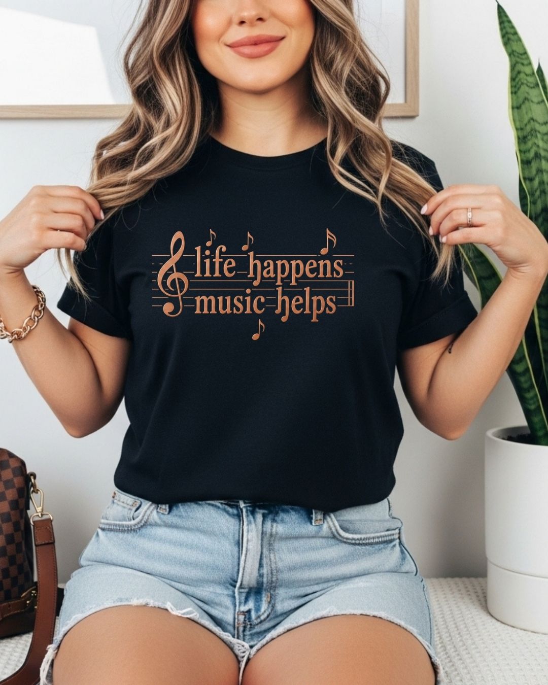 Life Happens Music Helps Cotton Tshirt