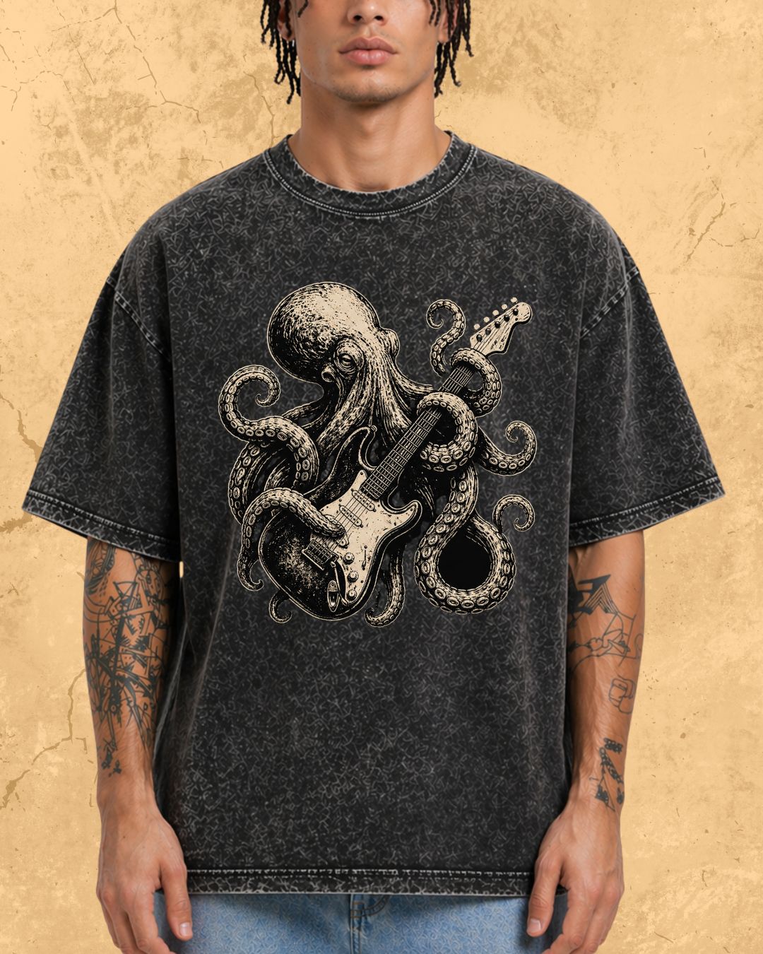 Octopus Guitar Rock Cotton Tshirt