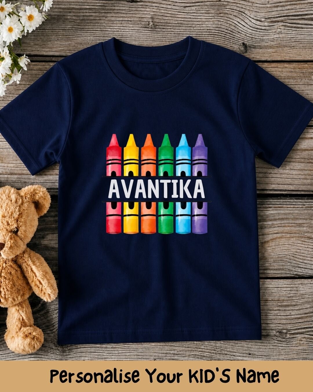 Colorful Crayon Custom Kid Cotton Tee