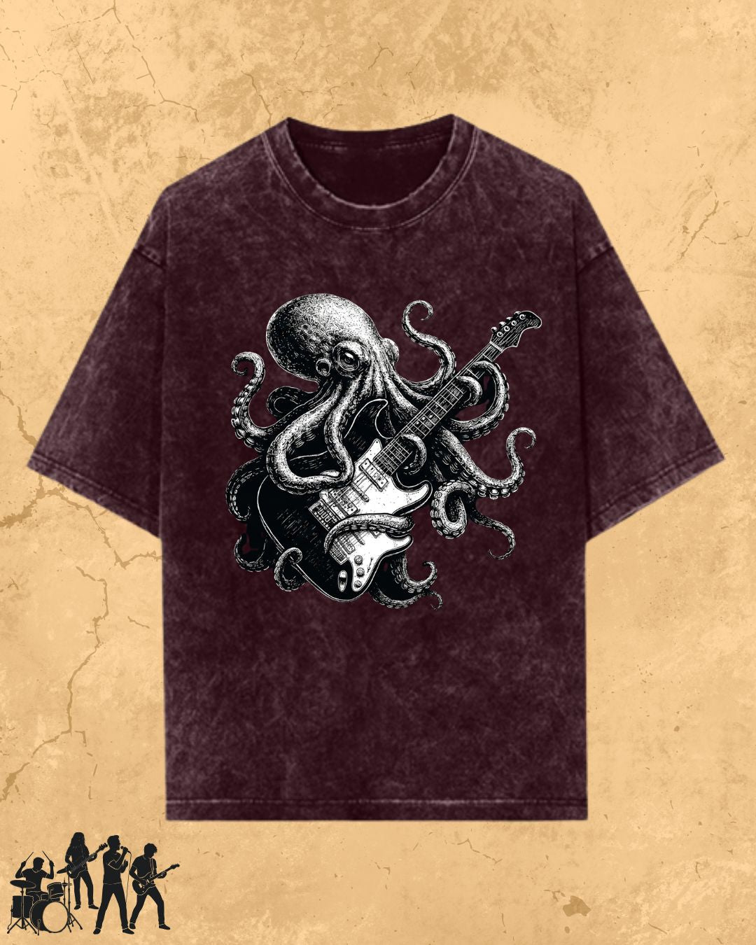 Octopus Guitar Rock Cotton Tshirt