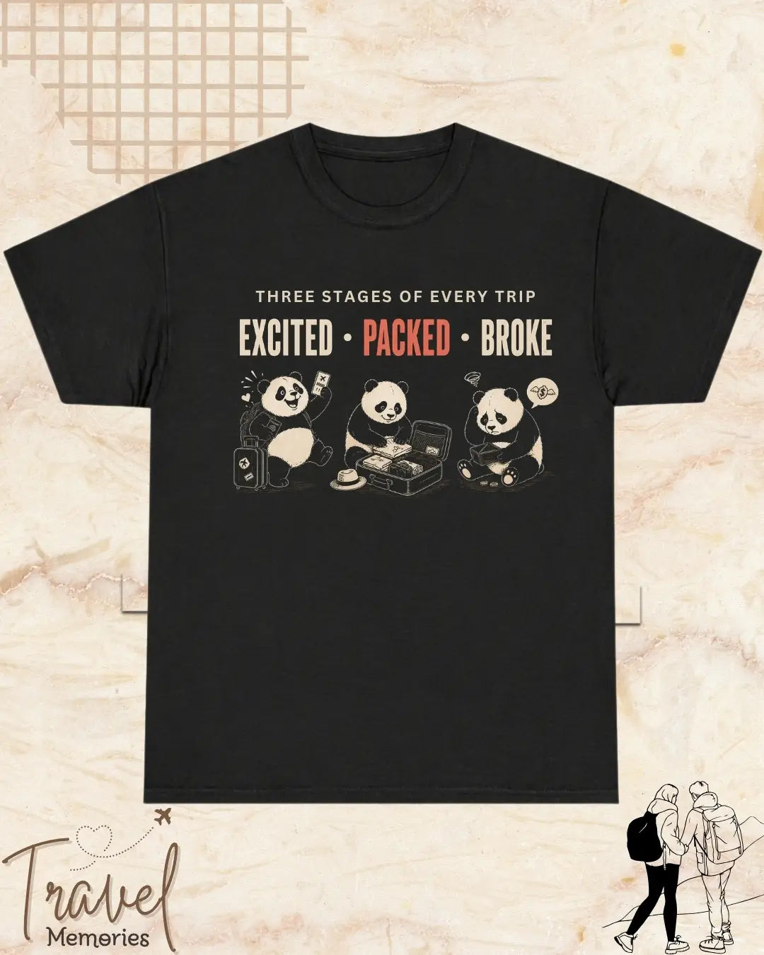 Three Stages of Every Trip Travel Cotton Tshirt Part 1