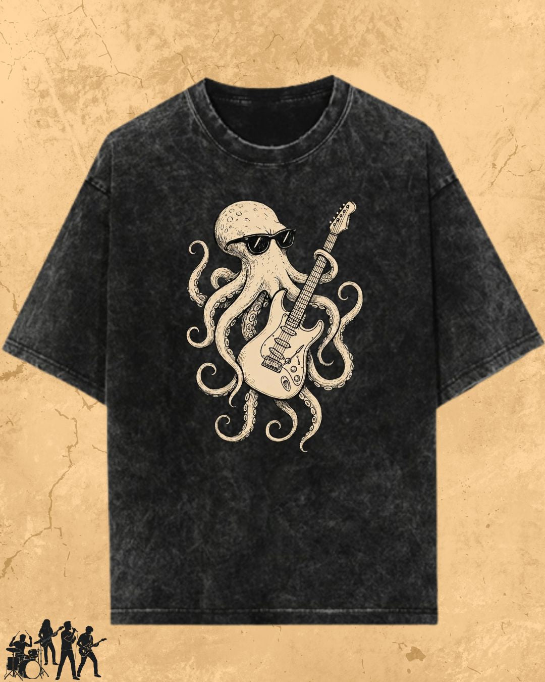 Octopus Guitar Rock Cotton Tshirt