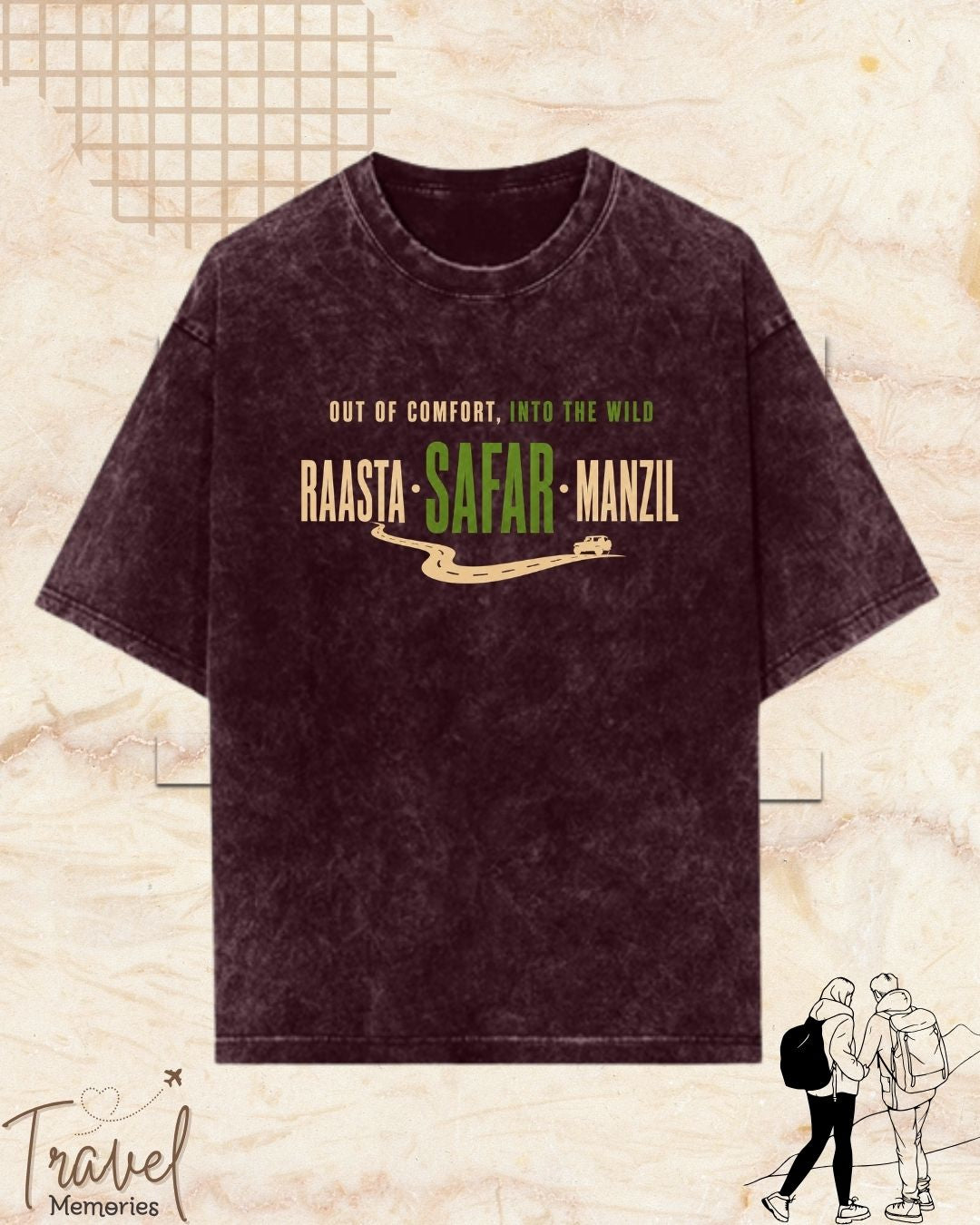 Raasta Safar Manzil Travel Cotton Tshirt