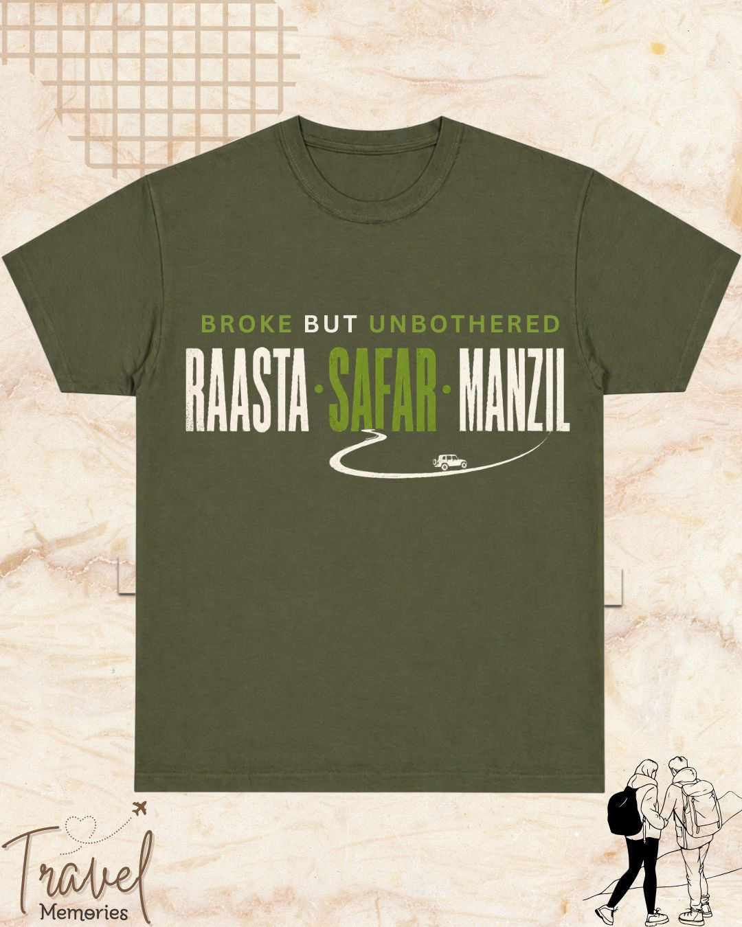 Raasta Safar Manzil Travel Cotton Tshirt