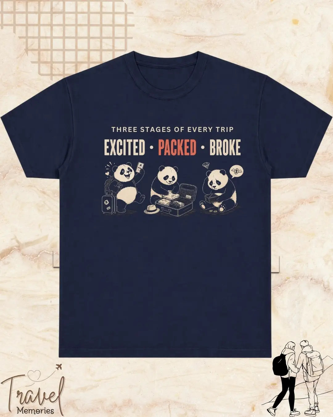 Three Stages of Every Trip Travel Cotton Tshirt Part 1