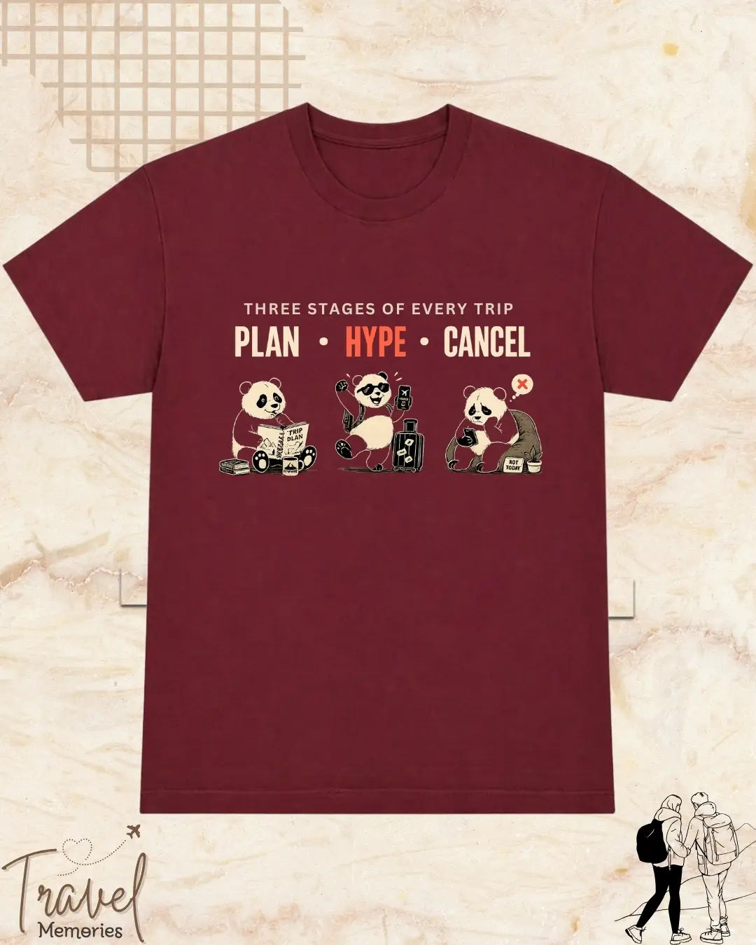Three Stages of Every Trip Travel Cotton Tshirt Part 1