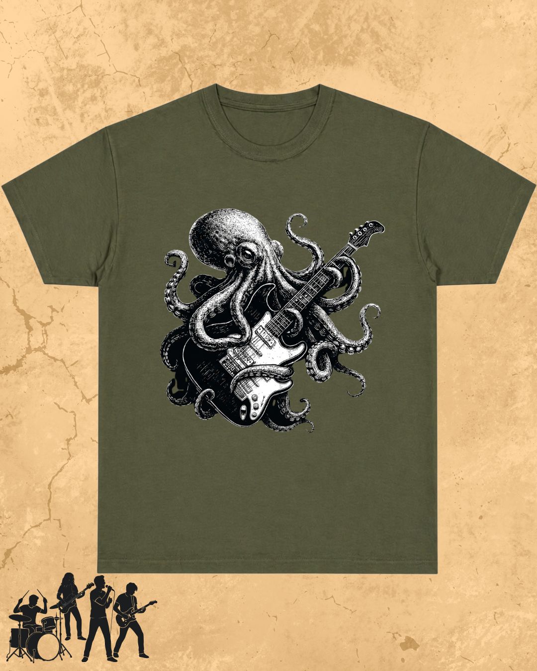 Octopus Guitar Rock Cotton Tshirt