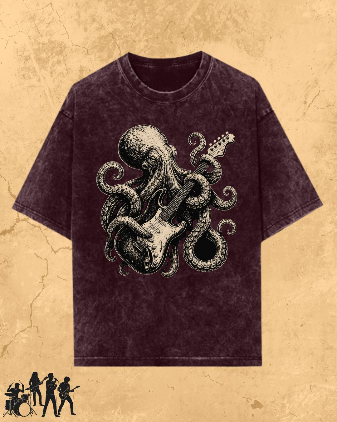 Octopus Guitar Rock Cotton Tshirt