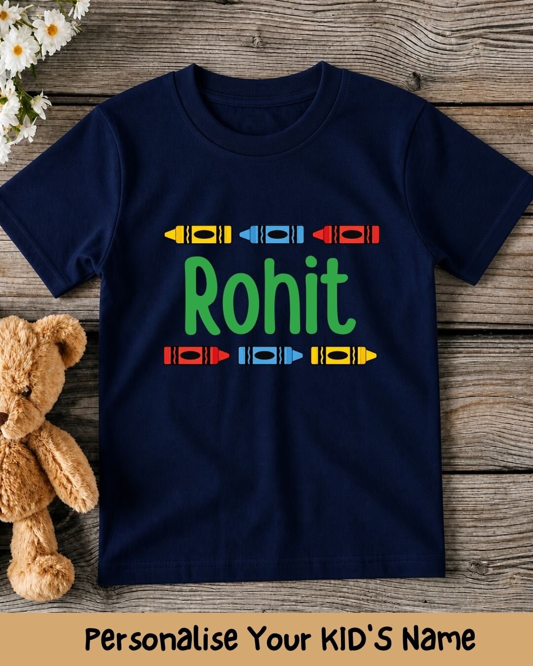 Colorful Crayon Custom Kid Cotton Tee