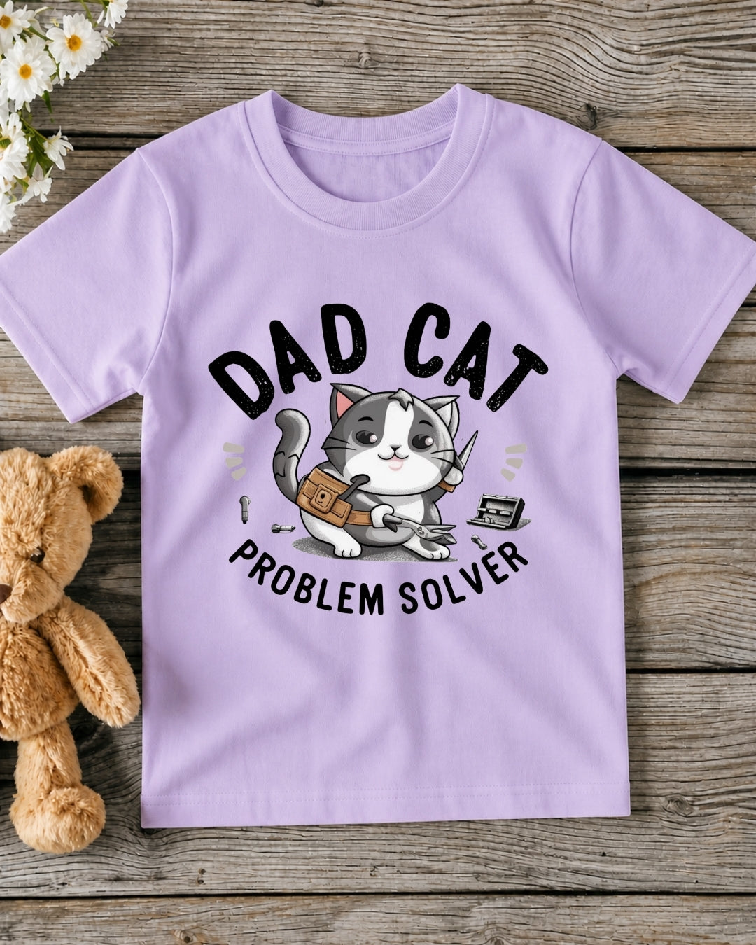 Dad Cat Problem Solver Kid Cotton Tee