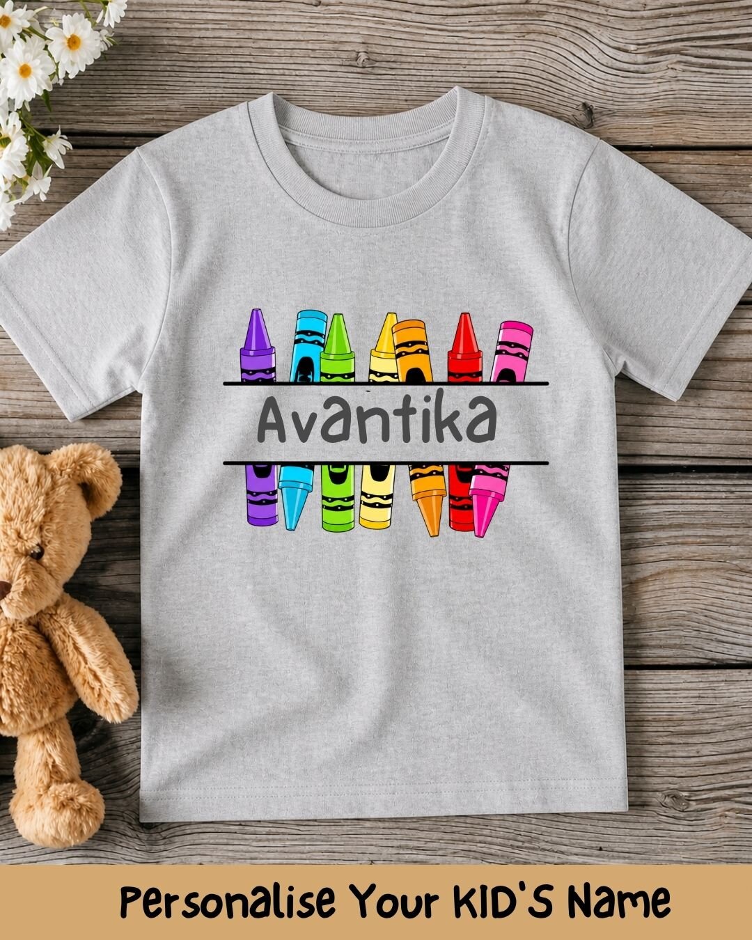 Colorful Crayon Custom Kid Cotton Tee