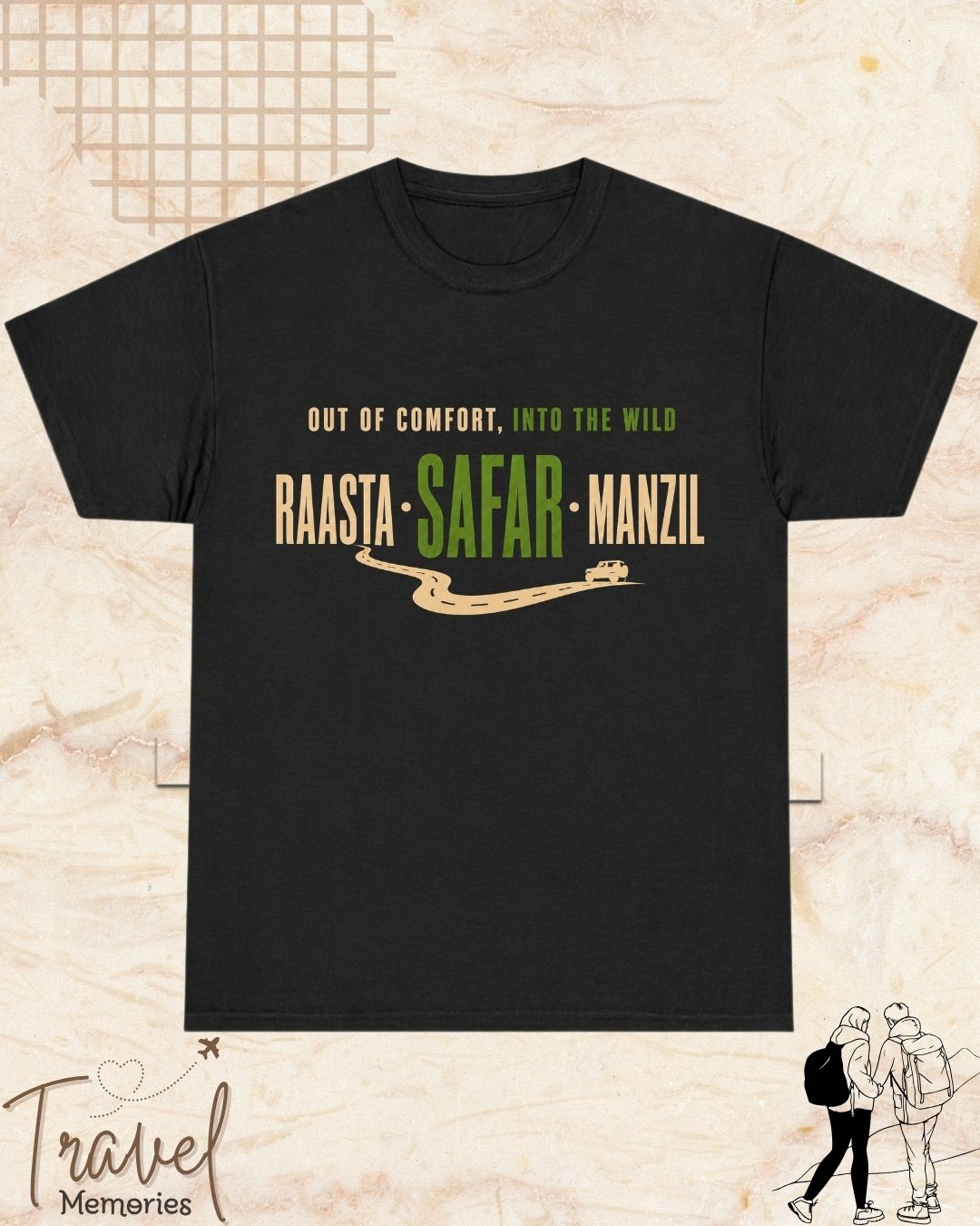 Raasta Safar Manzil Travel Cotton Tshirt