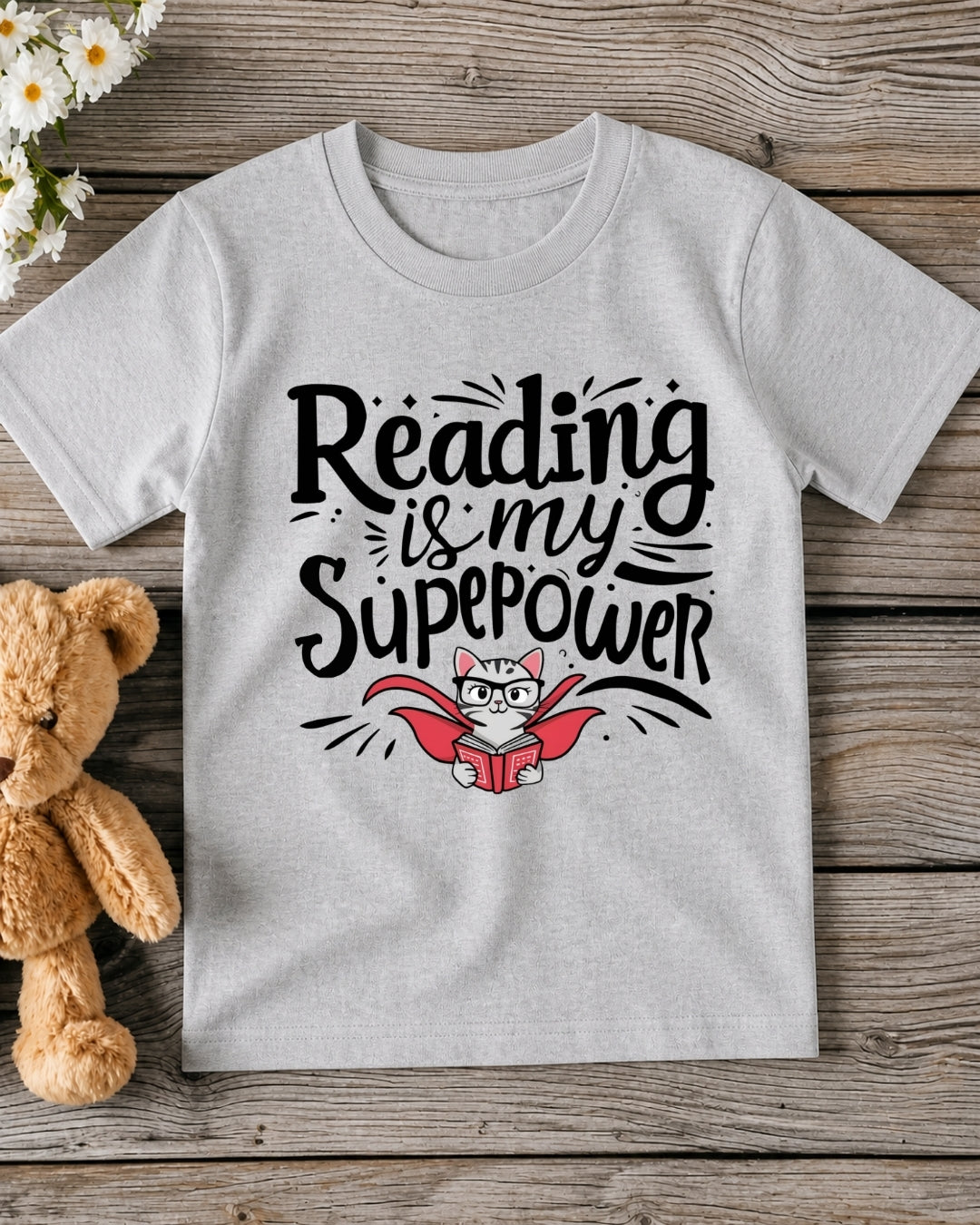 Reading Is My Superpower Kid Cotton Tshirt