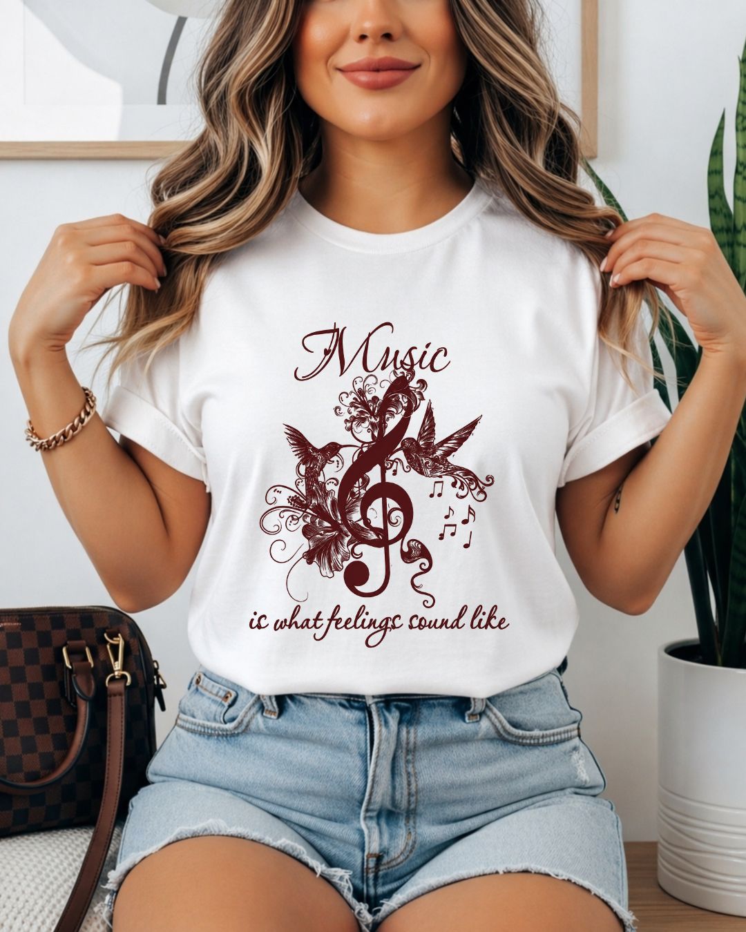 White Music Is What Feelings Sound Like Cotton Tshirt