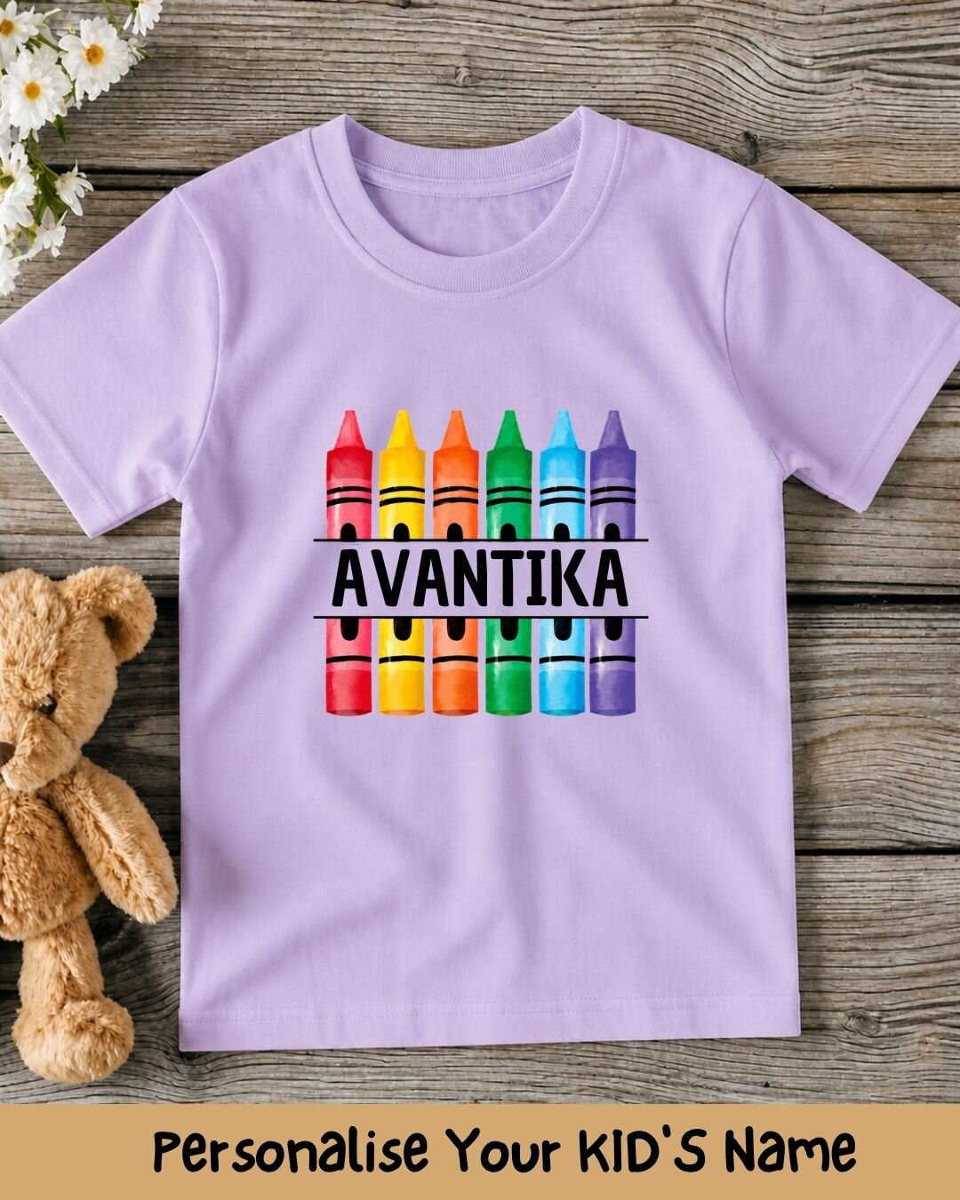 Colorful Crayon Custom Kid Cotton Tee