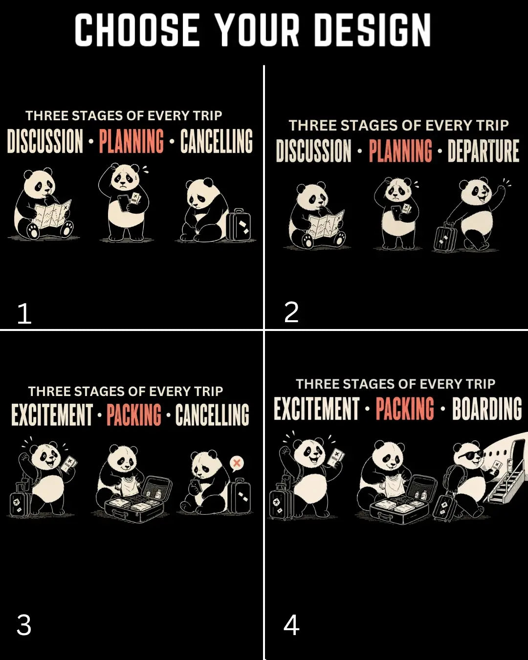 Three Stages of Every Trip Travel Cotton Tshirt Part 2