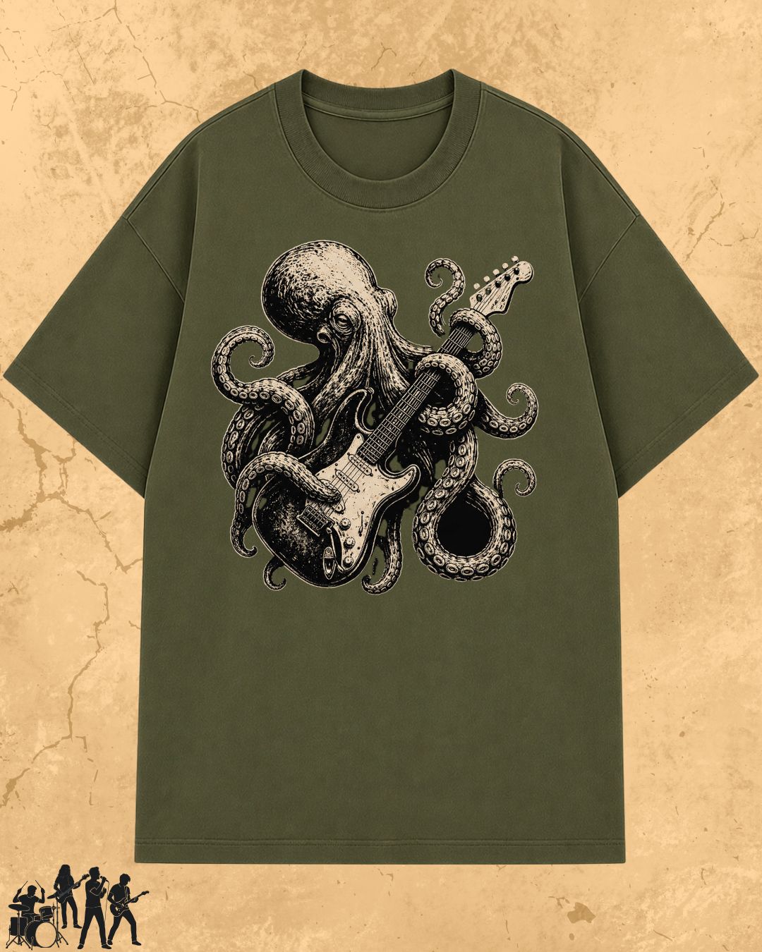Octopus Guitar Rock Cotton Tshirt