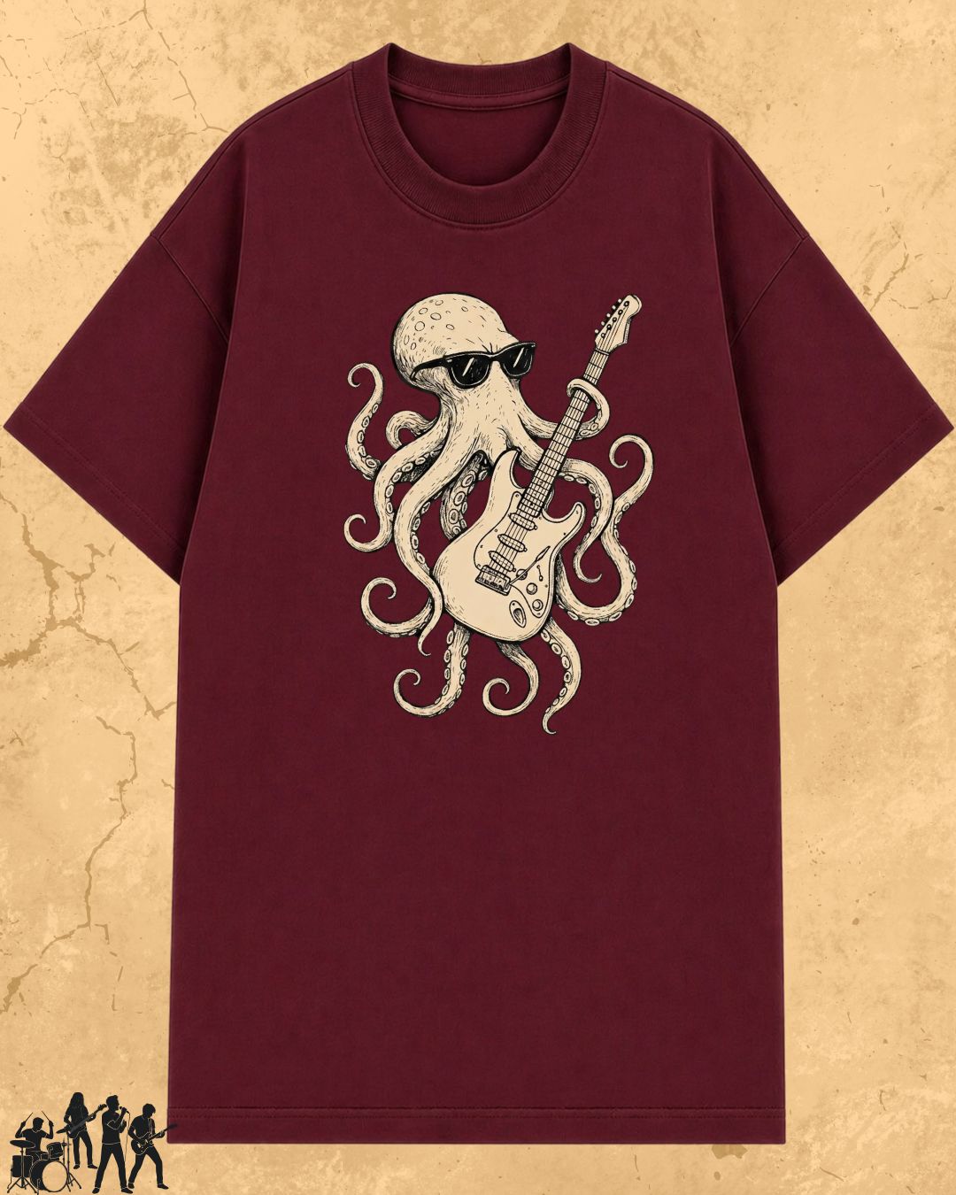 Octopus Guitar Rock Cotton Tshirt