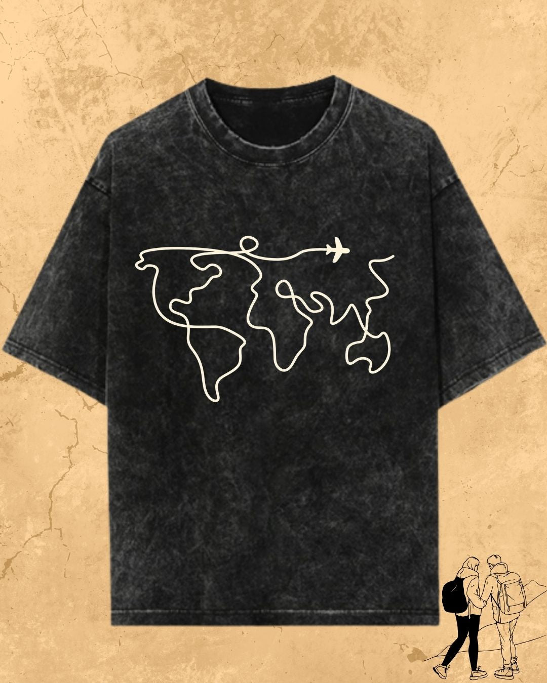Minimalist Wanderline Travel Cotton Tshirt