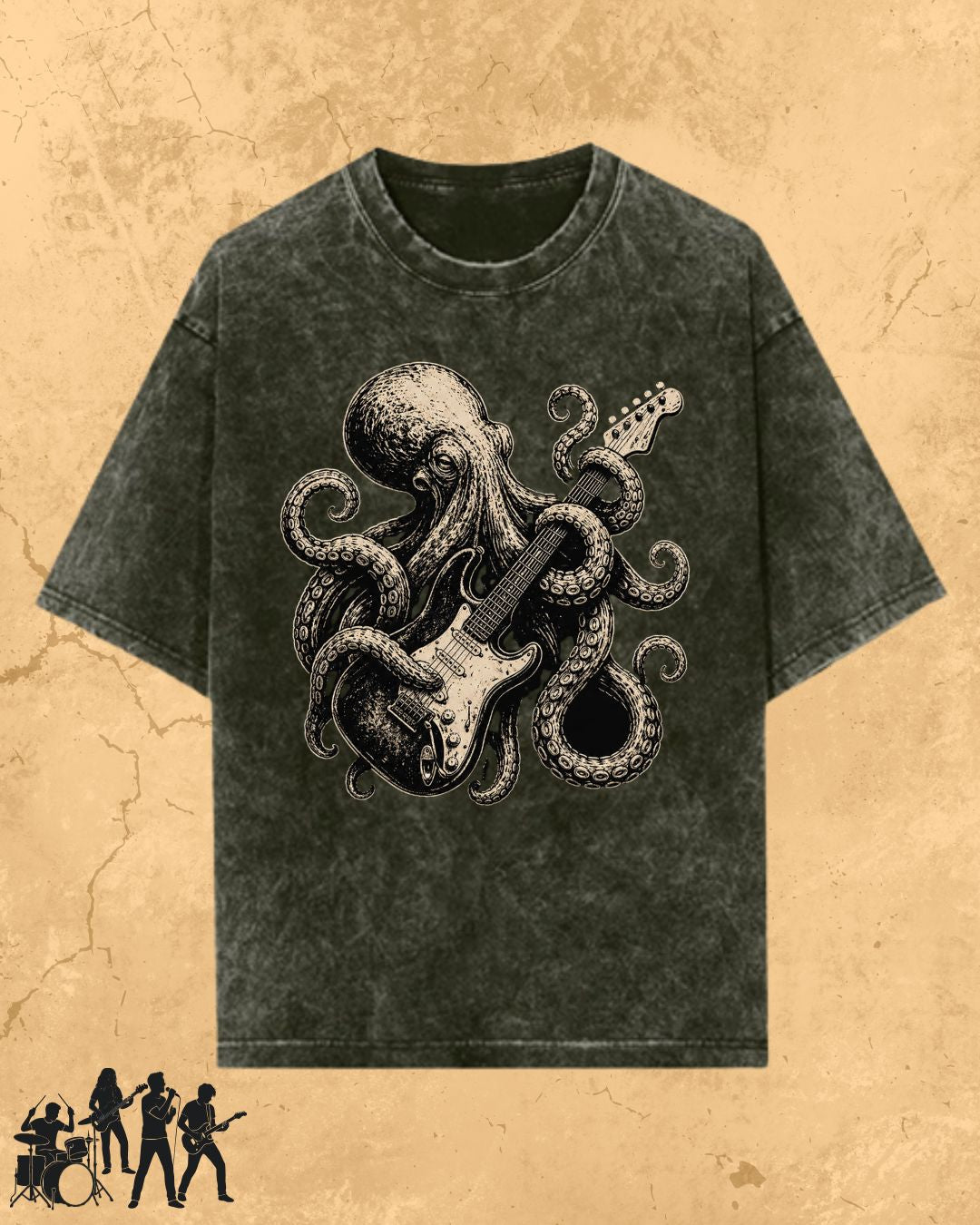 Octopus Guitar Rock Cotton Tshirt