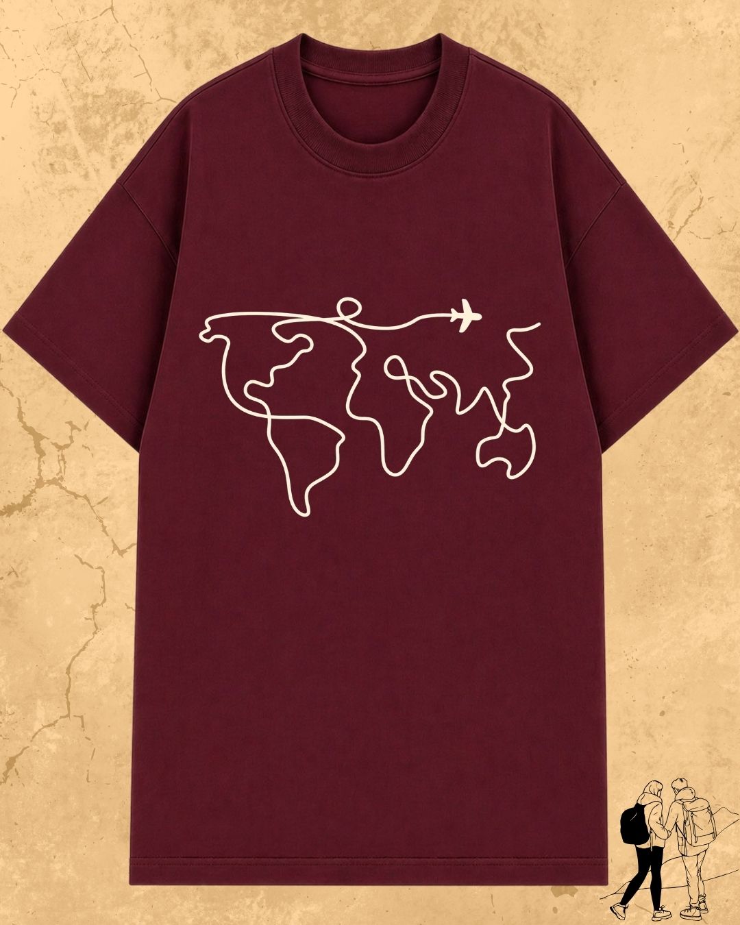 Minimalist Wanderline Travel Cotton Tshirt