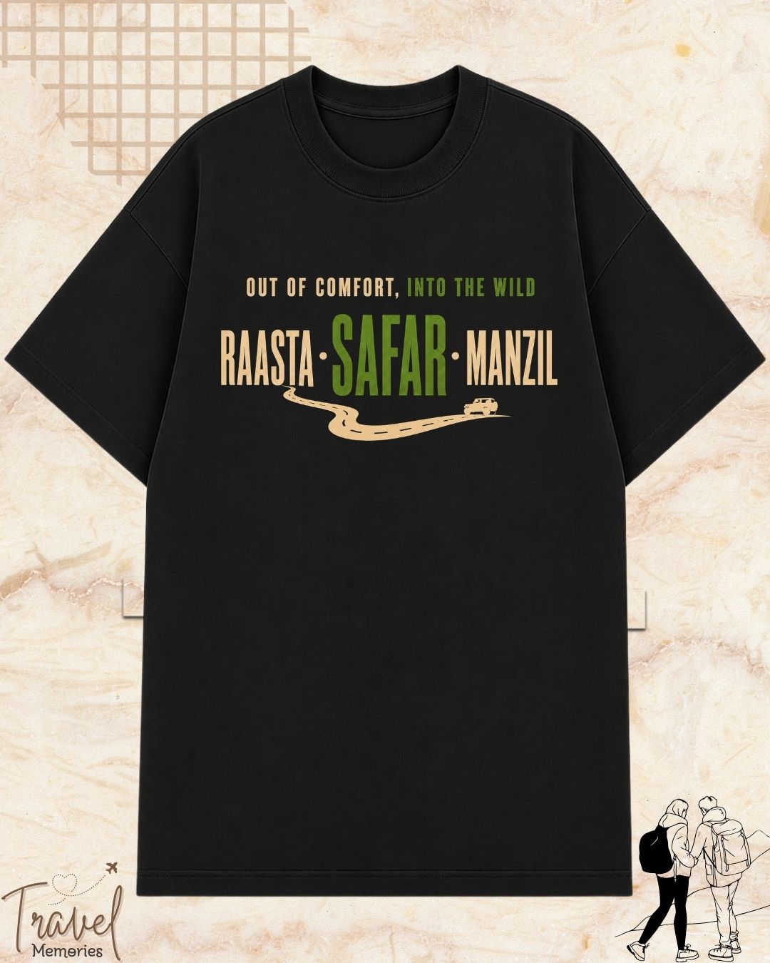 Raasta Safar Manzil Travel Cotton Tshirt