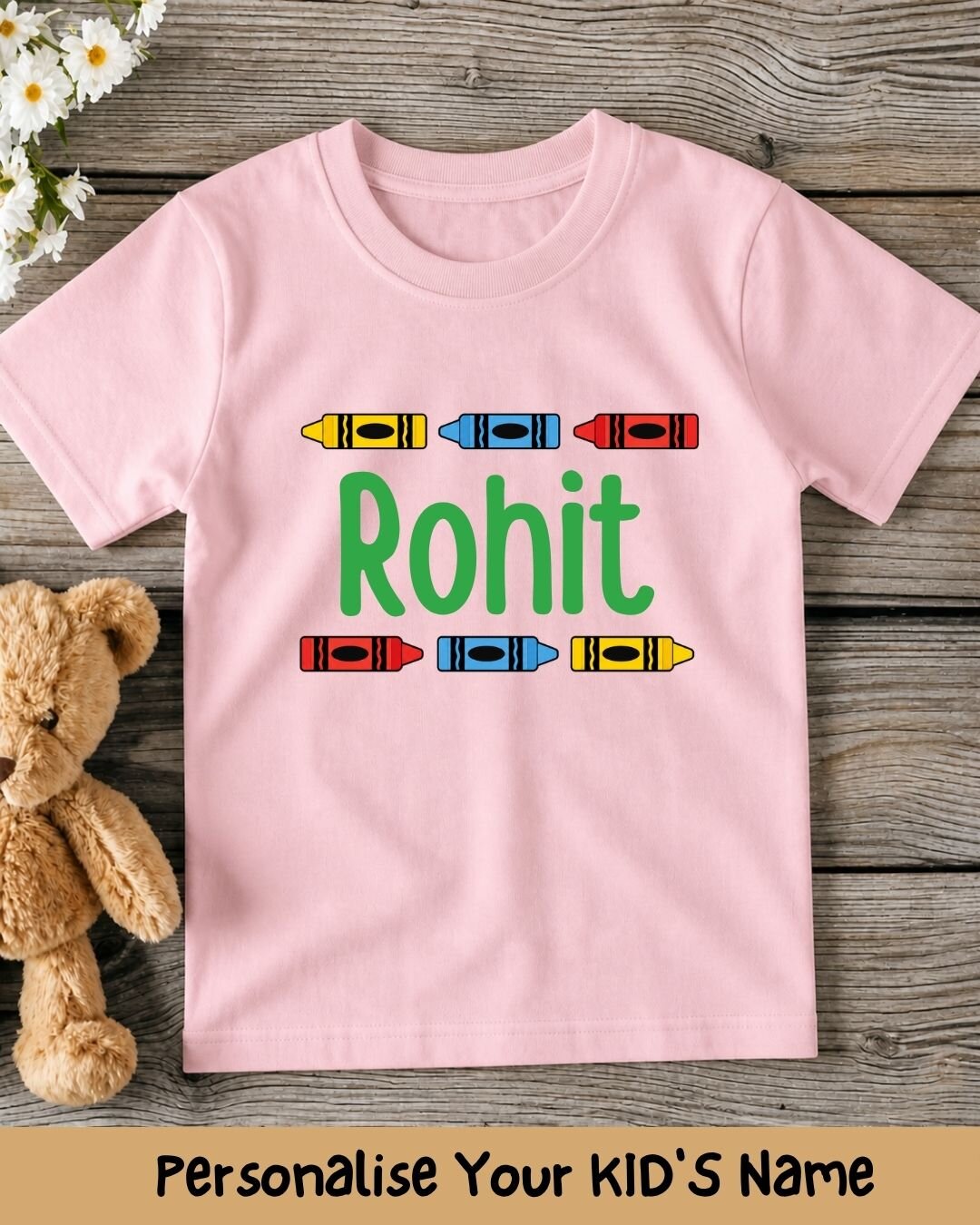 Colorful Crayon Custom Kid Cotton Tee