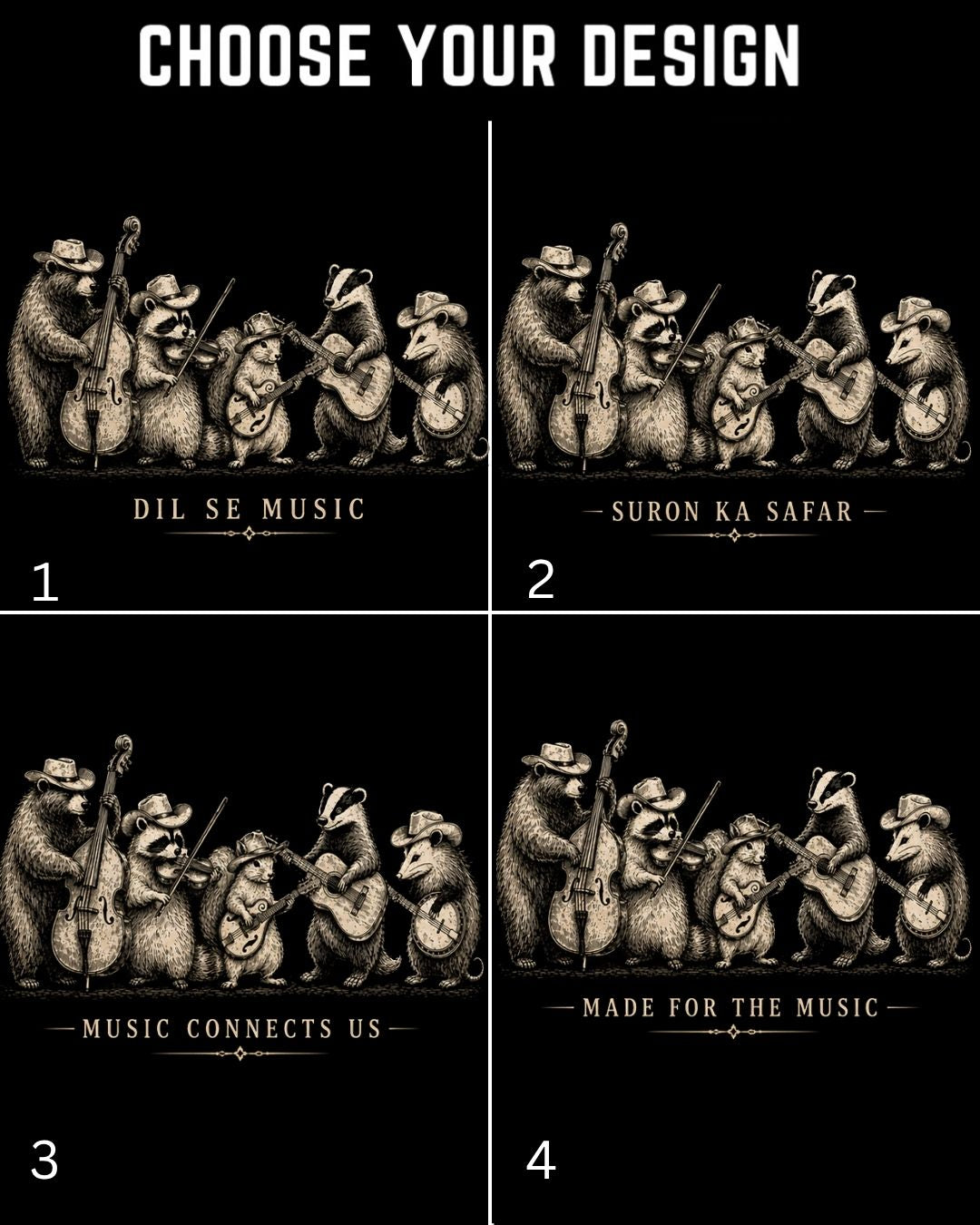 Folk Band Animals Music T-Shirt