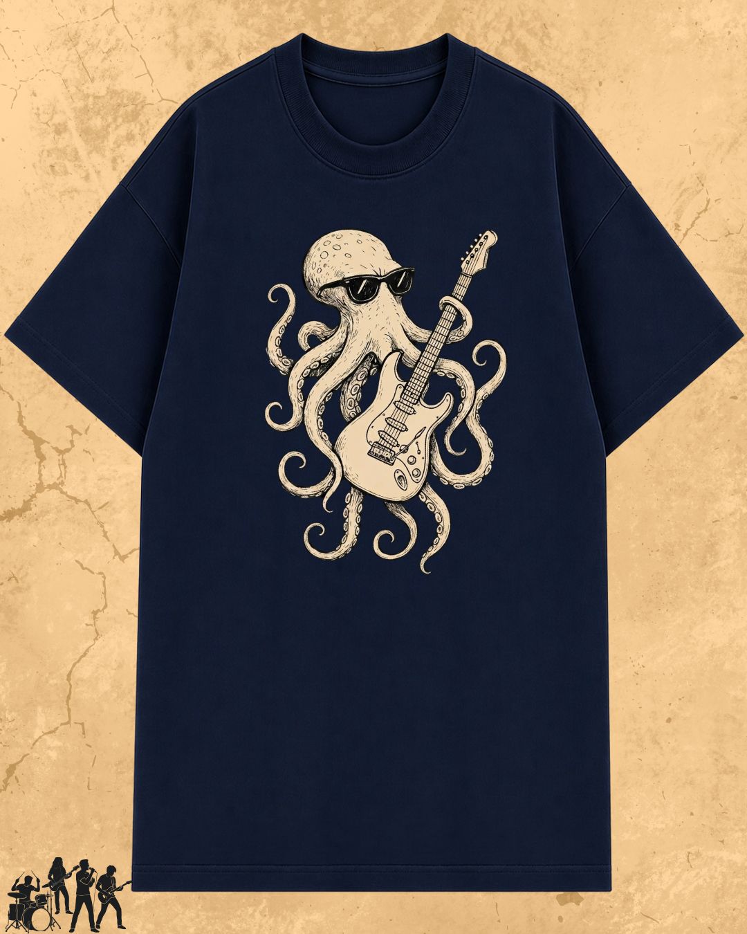 Octopus Guitar Rock Cotton Tshirt