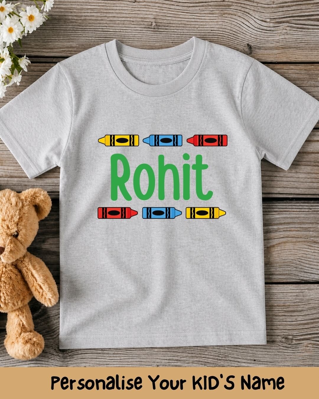 Colorful Crayon Custom Kid Cotton Tee