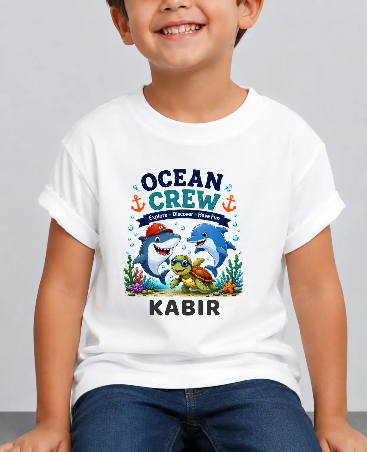 Ocean Theme Custom Kid Cotton Tshirt