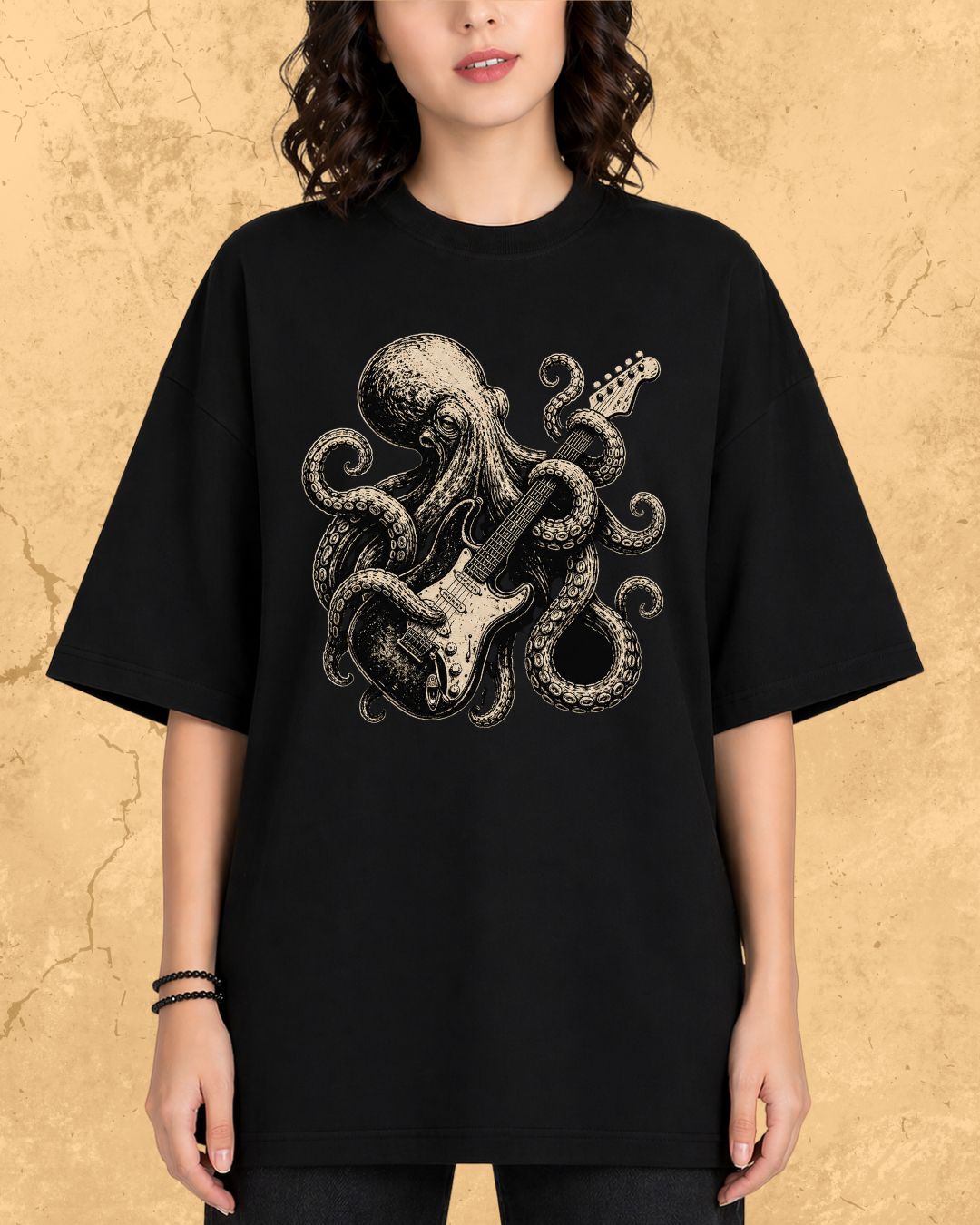 Octopus Guitar Rock Cotton Tshirt