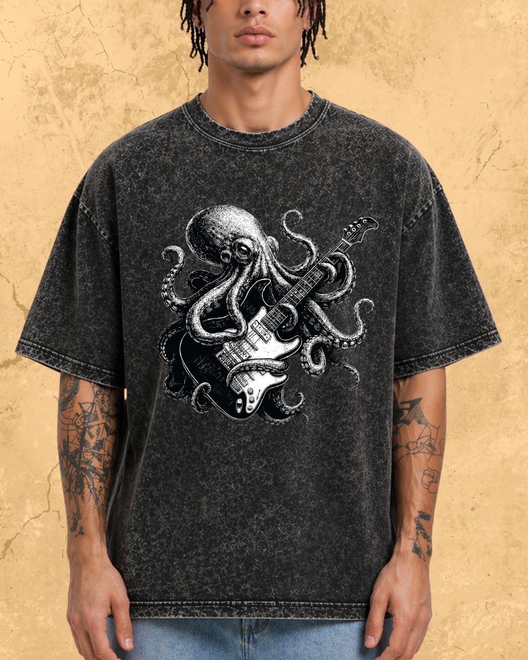 Octopus Guitar Rock Cotton Tshirt