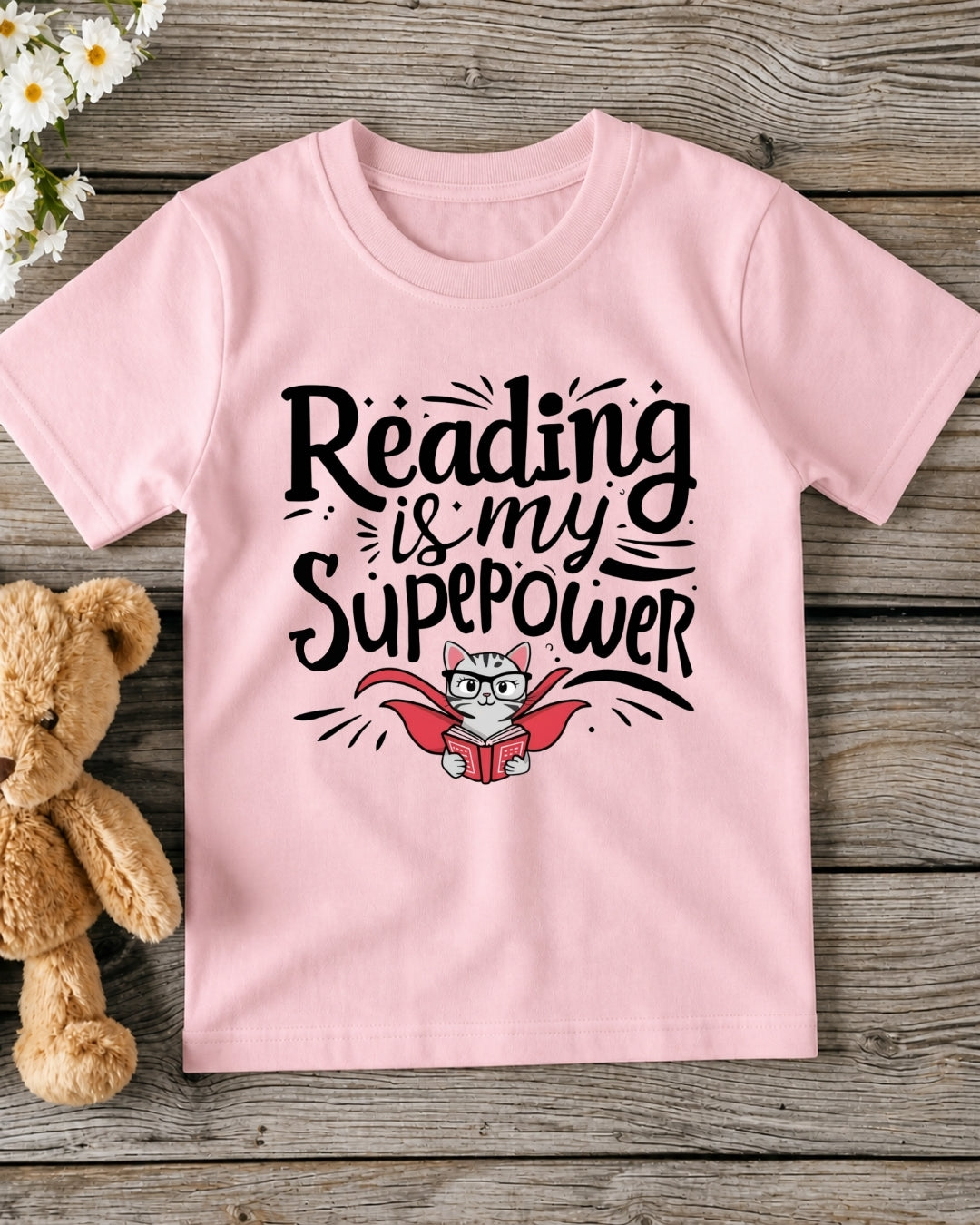 Reading Is My Superpower Kid Cotton Tshirt