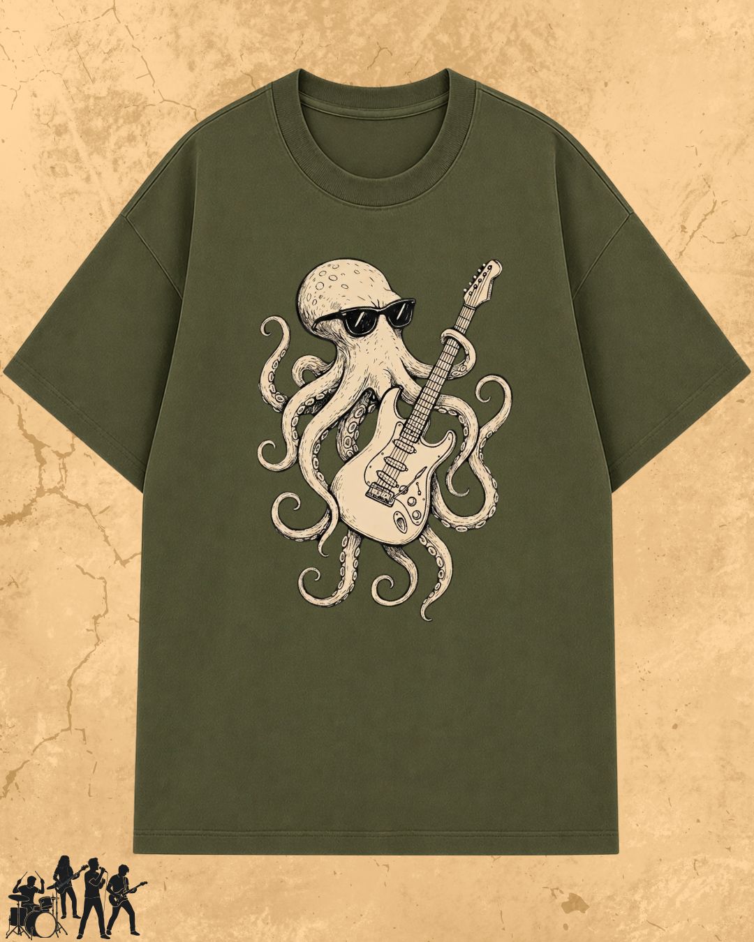 Octopus Guitar Rock Cotton Tshirt