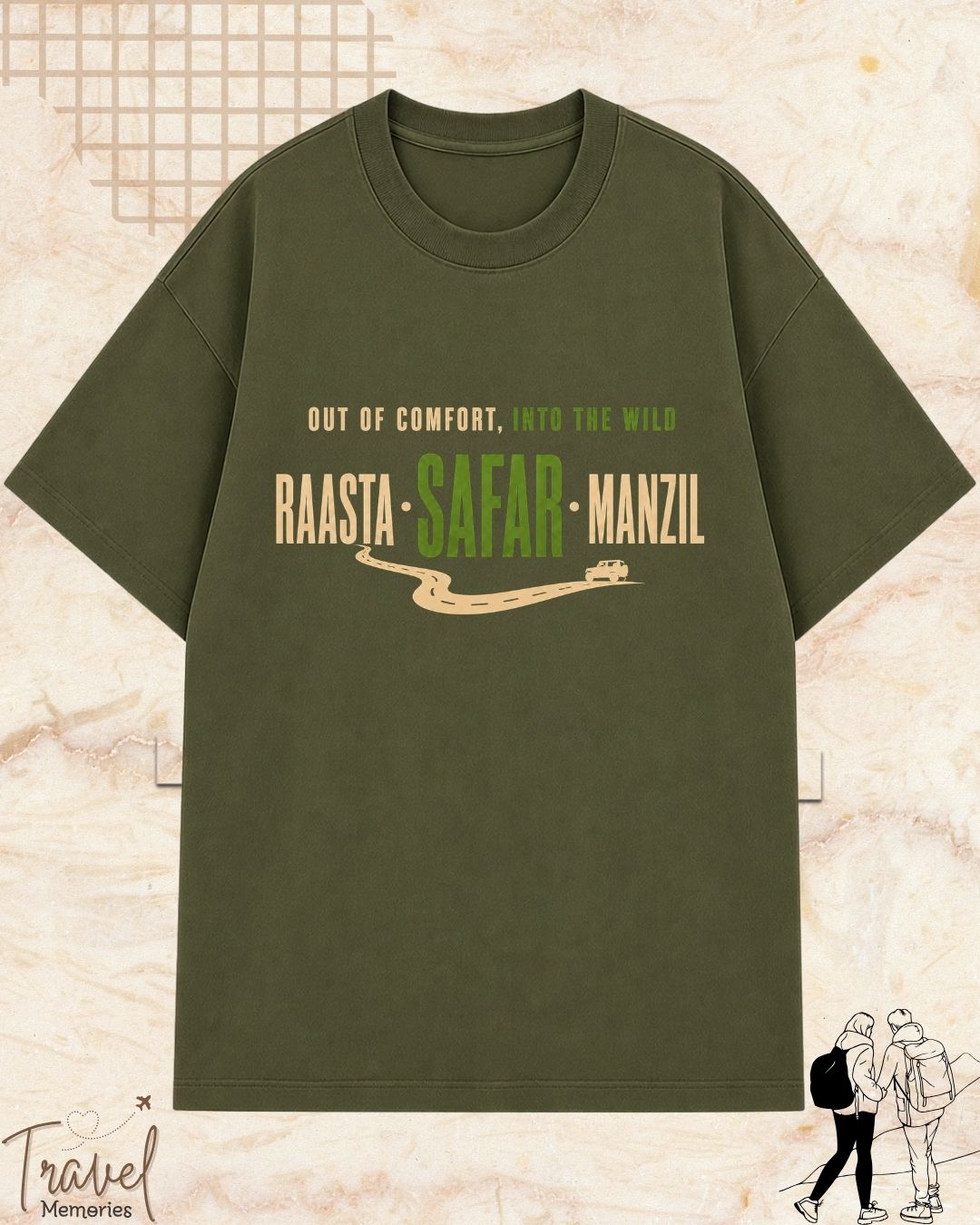 Raasta Safar Manzil Travel Cotton Tshirt