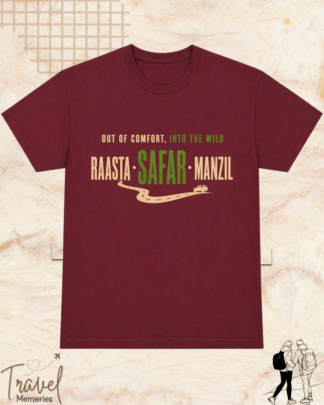 Raasta Safar Manzil Travel Cotton Tshirt