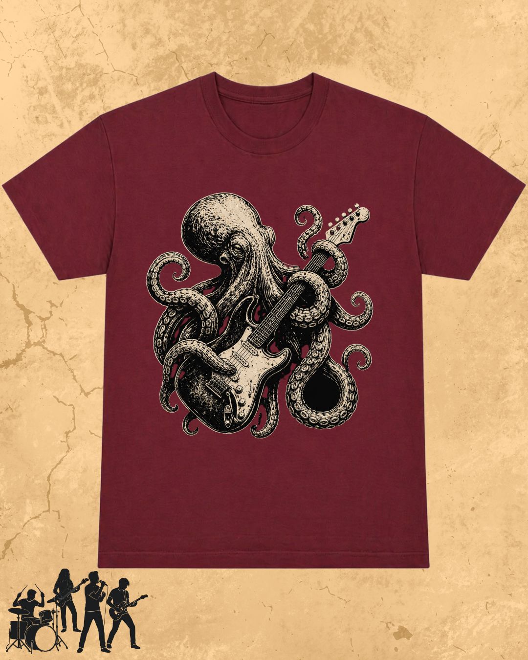 Octopus Guitar Rock Cotton Tshirt