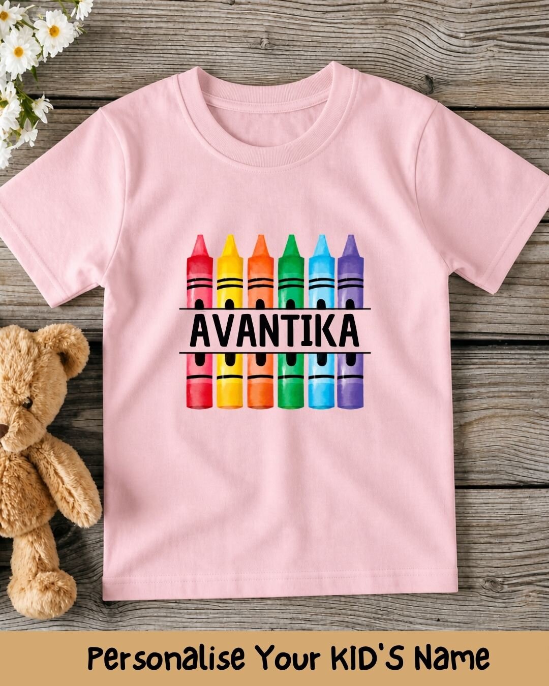 Colorful Crayon Custom Kid Cotton Tee