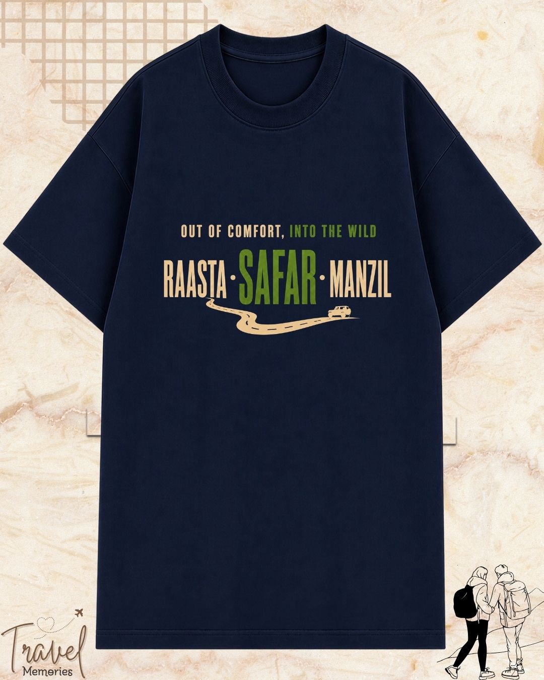 Raasta Safar Manzil Travel Cotton Tshirt